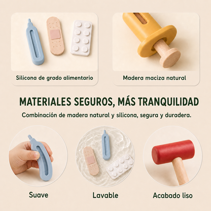 Cura — Maletín de doctor de madera y silicona